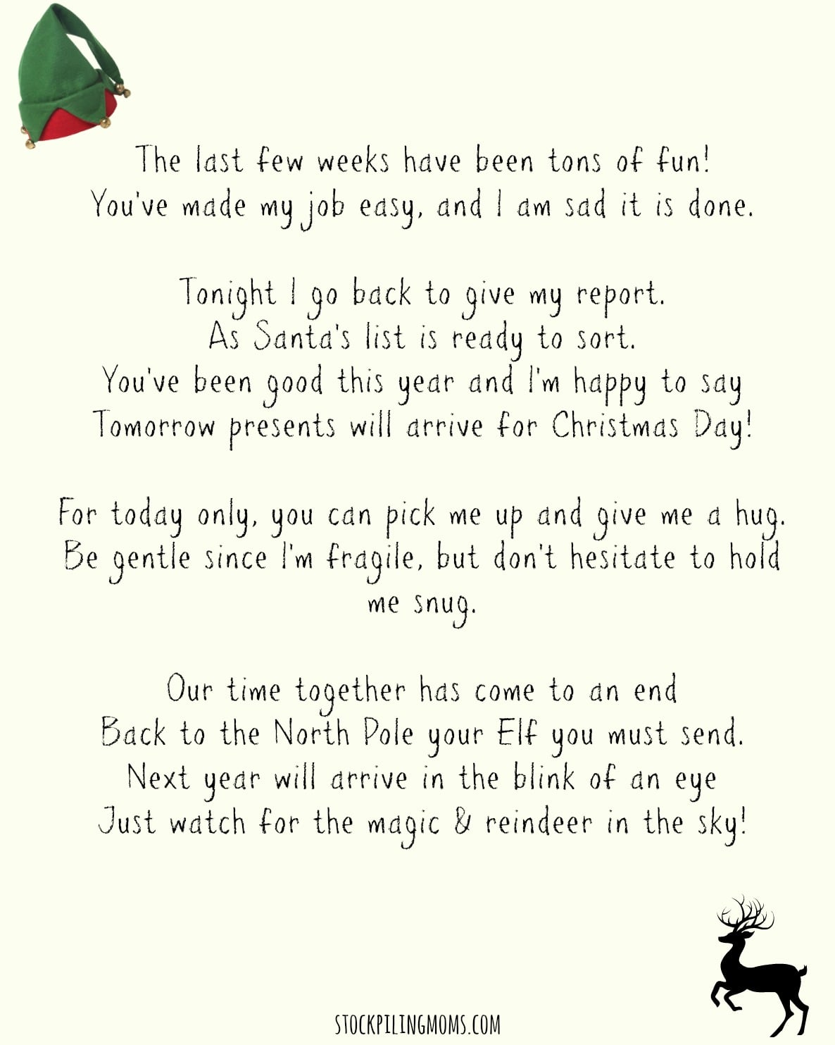 elf on a shelf goodbye letter printable - stockpiling moms™